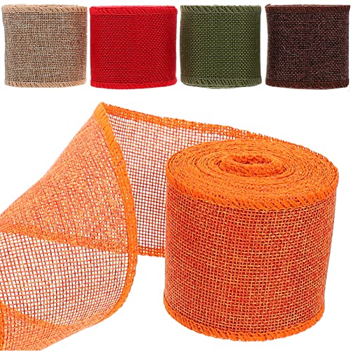 DOITOOL 5Rollen Dekorative Geschenkband Vielseitige Drahtbänder für Weihnachtsdeko Geschenkverpackung Kaffee und Natur DIY Bastelbedarf von DOITOOL