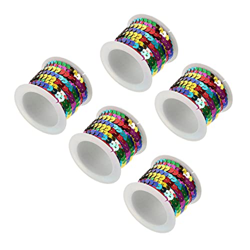 DOITOOL 5Rollen Farbenfrohe Pailletten Schnur für DIY Projekte À Flache Pailletten Besatz für Kleider Stirnbänder und Hochzeitsdekorationen Leicht und Tragbar für Kreative von DOITOOL