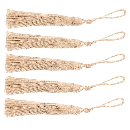 DOITOOL 5Stücke Natürliche Jute Quasten mit Holzperlen für DIY Anhänger Rustikale Dekoration für Hochzeiten Weihnachten Geburtstagsfeiern und Kunsthandwerk von DOITOOL