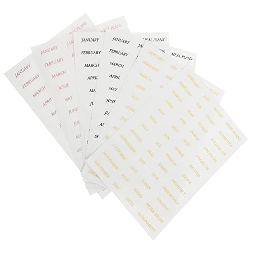 DOITOOL 6 Blätter Teiliges Transparente Pet Scrapbooking Sticker mit Goldener Prägung Englische Monatskalender und Wortaufkleber Roségold Gold und Schwarzgold Dekorative Aufkleber für von DOITOOL