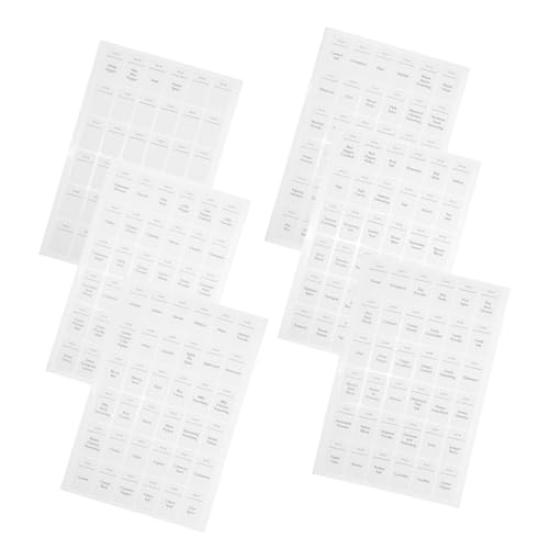 DOITOOL 6 Blätter Wasserdichte Gewürzetiketten Aufkleber für Gewürzgläser Selbstklebende für Küchengewürze Leicht Abziehbar und Waschbar zur Organisation von Gewürzen und Kräutern von DOITOOL