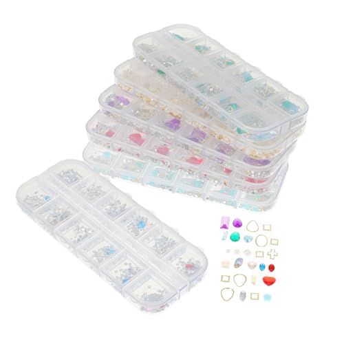 DOITOOL 6 Kasten 12 Maniküre-Diamant Strasssteine Nagel Pailletten DIY Maniküre Zubehör Nagelspitze Strass von DOITOOL