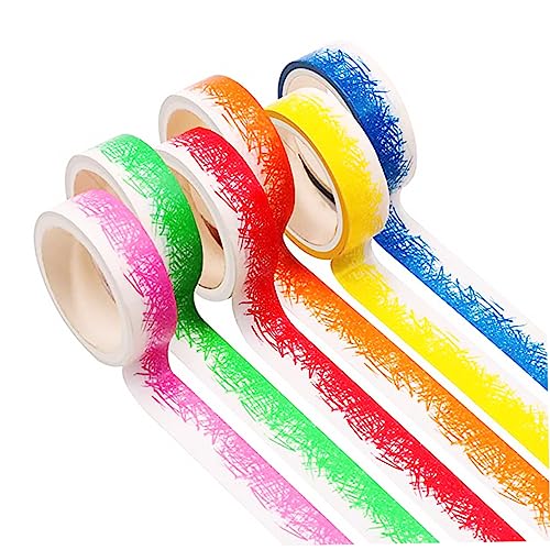 DOITOOL 6 Rollen Buntes Washi Tape Set Dekoratives Klebeband für Scrapbooking Diy Handwerk Tagebuch und Geschenkkartonierung Fuß Farbenfrohe Designs von DOITOOL