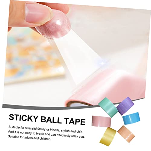 DOITOOL 6 Rollen Farbiges Klebeband mit Klebrigen Bällen Extra Breites DIY für Stressabbauendes Glatte Oberfläche Handlich und Leicht zum Basteln und Entspannen von DOITOOL