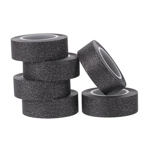 DOITOOL 6 Rollen Glitzerndes Washi Tape Schwarz Bastelpapier Klebeband DIY Scrapbooking Dekoration Handbuch Geschenkverpackung Kreative Farbige Selbstklebende Bastelrollen von DOITOOL
