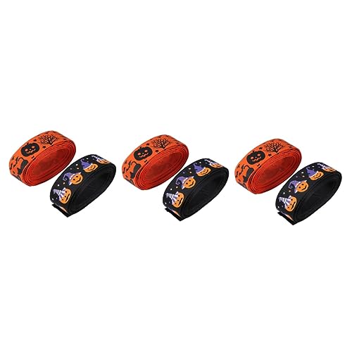 DOITOOL 6 Rollen Halloween Geschenkband Geschenkverpackung Schleifenband Kürbis und Lila Kürbis DIY Dekoratives Satinband für Party Dekoration und Bastelarbeiten von DOITOOL