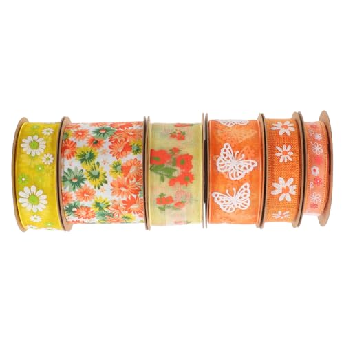 DOITOOL 6 Rollen Polyester Satinband mit Zweifarbigen Blumen Motiv Schneidbar Stabiles Bastelband für Geschenkverpackung DIY Dekoration Festival Accessoire DOITOOL 6 Rollen Polyester Satinband mit Zweifarbigen Blumen Motiv Schneidbar Stabiles Bastelband für Geschenkverpackung DIY Dekoration Festival Accessoire von DOITOOL