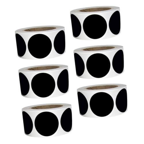 DOITOOL 6 Rollen Schwarze Beschreibbare PVC Aufkleber Rund Wasserdichte Selbstklebende Etiketten für Aufbewahrungsboxen Küche Büro und Behälter zur Praktischen Organisation von DOITOOL
