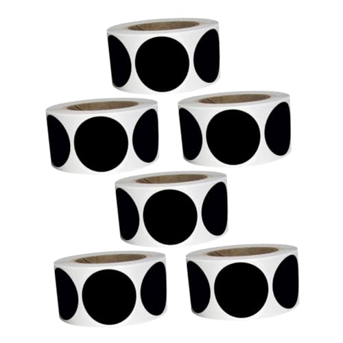 DOITOOL 6 Rollen Schwarze Runde Selbstklebende Etiketten pro Wiederbeschreibbare PVC Klebeetiketten für Lagerbehälter Aufbewahrung Büro und Klassenzimmer Starke Haftung Vielseitige von DOITOOL