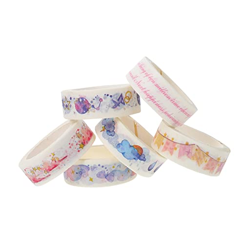DOITOOL 6 Rollen Washi Tape Dekorative Klebebänder für Diy Scrapbooking Hochwertige Materialien mit Stilvollen Mustern für Journaling und Kreative Bastelprojekte von DOITOOL