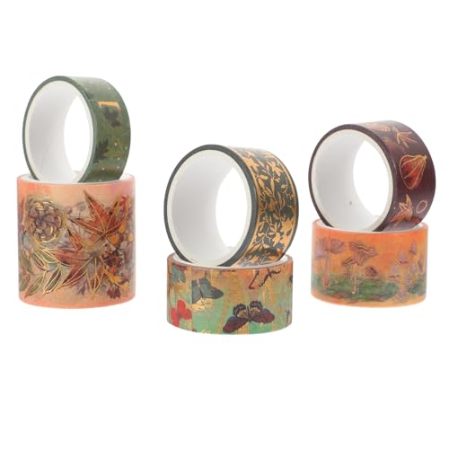 DOITOOL 6 Rollen Washi Tape mit Dekorative Klebebänder für Diy Scrapbooking Geschenkverpackung und Bastelprojekte Goldfolie und Designs von DOITOOL