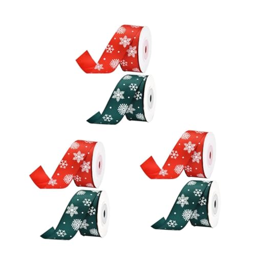 DOITOOL 6 Rollen Weihnachtsdeko Schleifenband Gedrucktes Geschenkband mit Schneeflocken Motiv Rot Grün Dickes Glattes Dekoband für Weihnachtsbaum und Geschenkverpackung DOITOOL 6 Rollen Weihnachtsdeko Schleifenband Gedrucktes Geschenkband mit Schneeflocken Motiv Rot Grün Dickes Glattes Dekoband für Weihnachtsbaum und Geschenkverpackung von DOITOOL