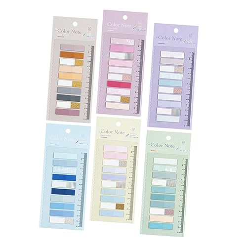 DOITOOL 6 Sätze Bunte Haftnotizen Diy Seitenmarker für Bücher Selbstklebende Index Tabs Vielseitig Einsetzbar für Büro Schule und Zuhause für Notizen und Markierungen von DOITOOL