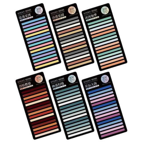 DOITOOL 6 Sätze Teiliges Bunte Transparente Page Marker Haftnotizen Schmale Farbige Index-sticker für Buchannotation Praktisches Memo Pad für Schüler Lehrer Büro und Zuhause von DOITOOL