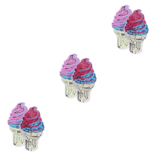 DOITOOL 6 Stck. Eiscreme Aufnäher Glitzernde Pailletten Flicken zum Aufbügeln für Diy Kleidung Reparatur und Dekoration für Taschen Hüte und Mehr von DOITOOL