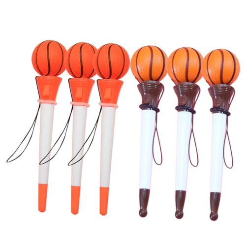 DOITOOL 6 Stück Basketball Kugelschreiber mit Schwarzer Tinte Ergonomisch Geformt Bunter Kunststoffkörper für Schule Sportteams und Büro Lustige Neuheit für Schüler von DOITOOL