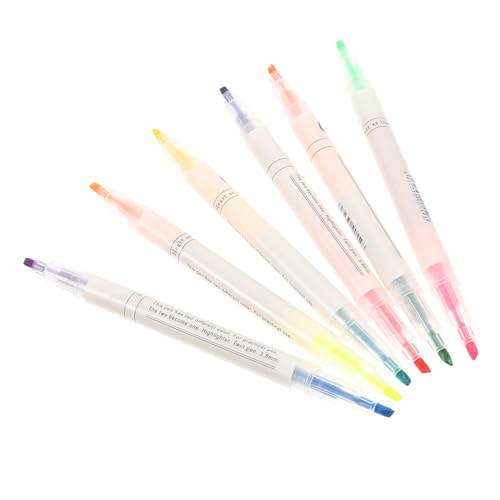 DOITOOL 6 Stück Doppelkopf Textmarker Pastellfarben Multifunktionale Marker für Schule Büro und Scrapbooking Notizen Machen und Wichtige Informationen Hervorheben von DOITOOL