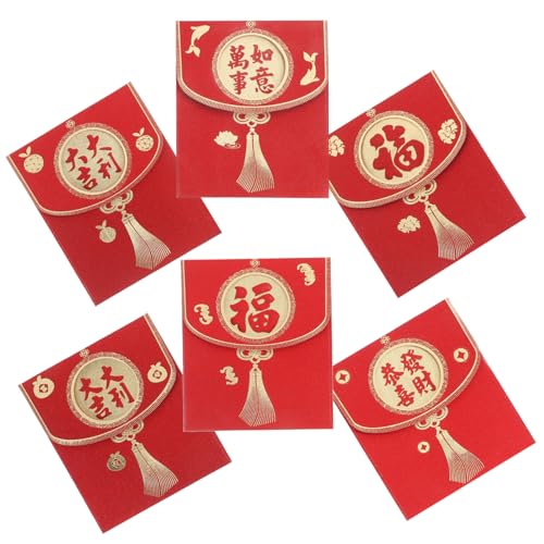 DOITOOL 6 Stück Gefrertete Umschlagstasche Chinesische Umschläge für Umschläge zum Füllen von Bargeld Geldumschlag Neujahrsumschlag Papier rot von DOITOOL