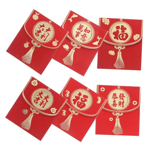 DOITOOL 6 Stück Gefrertete Umschlagstasche Lieferungen Für Das Chinesische Neujahr Begrüßungskartenumschläge Bargeldumschläge Geldhalter Für Bargeld Geldumschläge Für Bargeld Rot Papier von DOITOOL