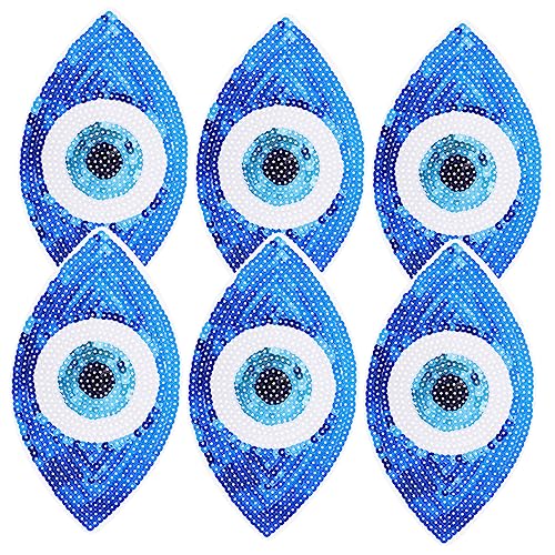 DOITOOL 6 Stück Gestickte Perlen Und Augenstücke Flicken Für Bekleidung Flecken Stickerei Patch Nähen Bestickt Flicken Für Kleidung Kleidungsversorgung Blue Pailletten von DOITOOL