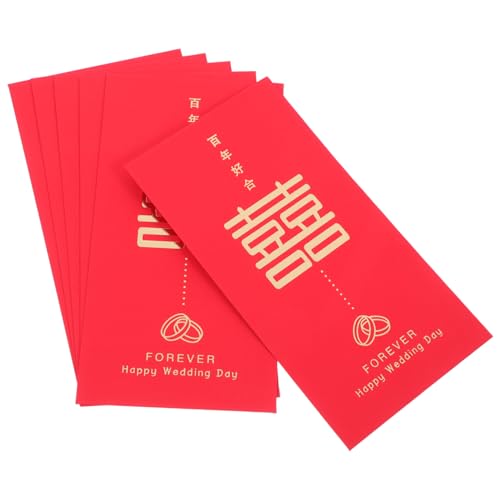 DOITOOL 6 Stück Happy Red Envelope -Tasche Gruß Dekorationen Fans laufen fünf briefumschläge Hochzeitsgeldhalter rotes Paket Chinesische Geldumschläge Festival roter Umschlag Papier von DOITOOL