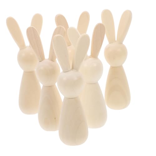 DOITOOL 6 Stück Hasenspielzeug in Holzfarbe Kaninchenspielzeug Hase DIY Anpassen Dolly bastelt Tierkörper holzfiguren holzspielzeug puppe Holzhandwerk Bastelbedarf zum Selbermachen Khaki von DOITOOL