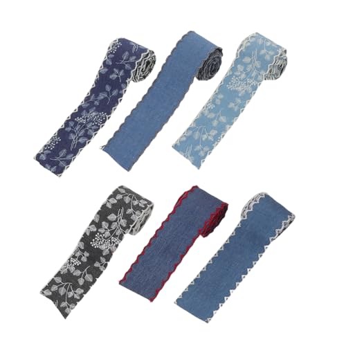 DOITOOL 6 Stück Jeansbesatz Zum Nähen Gimpenzopfband Breites Spitzenband Jeansblaues Band Jeansstoffband Gewebtes Zopfband Stickerei Spitzenbesatz Jeansband Zum Basteln von DOITOOL