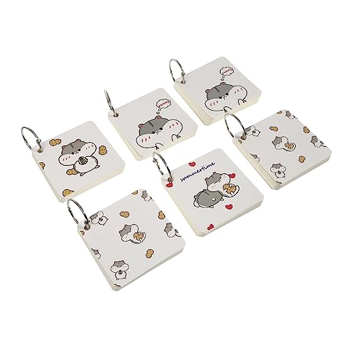 DOITOOL 6 Stück Karteikarten Praktische Leere Vokabelkarten mit Ringbindung Notizblöcke im Cartoon Design für Studierende Muster Zufällig von DOITOOL