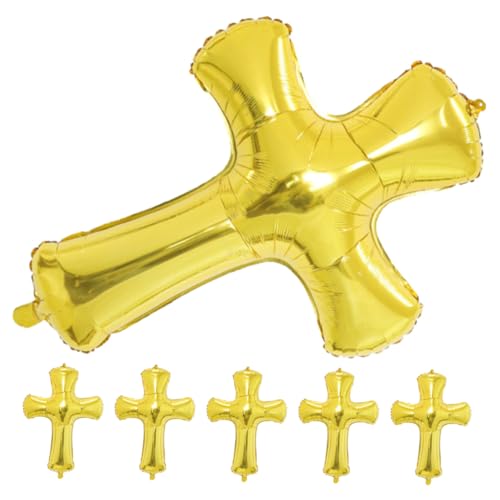 DOITOOL 6 Stück Kreuzballon Aluminium Babyparty -Herzstück Pastell kreuzen Gemeinschaft Geburtstag Luftballons Brautduschenballons Luftballons für Geburtstagsfeier Partydekorationen Golden von DOITOOL