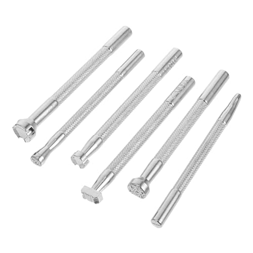 DOITOOL 6 Stück Lederdruckwerkzeuge Metallstempel Stempelset Metall -stempelkit Stempel-schnitzset Stempelschnitzwerkzeuge Leder Arbeitsset Silver Legierter Stahl von DOITOOL