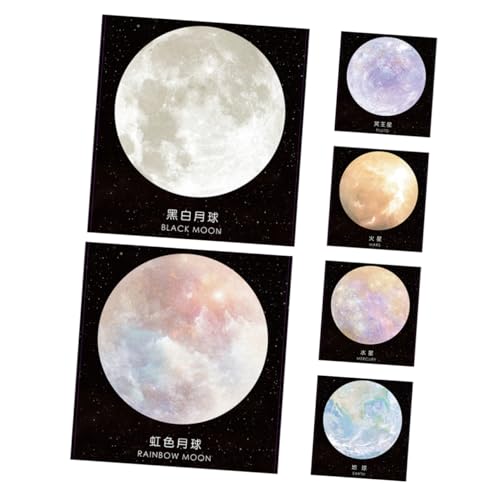 DOITOOL 6 Stück Planeten Mond Aufkleber Mondkratzen Mondphasen Aufkleber Mauspad Weltraum Haftnotizen Weltraum Schulbedarf Planeten Aufkleber Mauspad Runde Aufkleber von DOITOOL