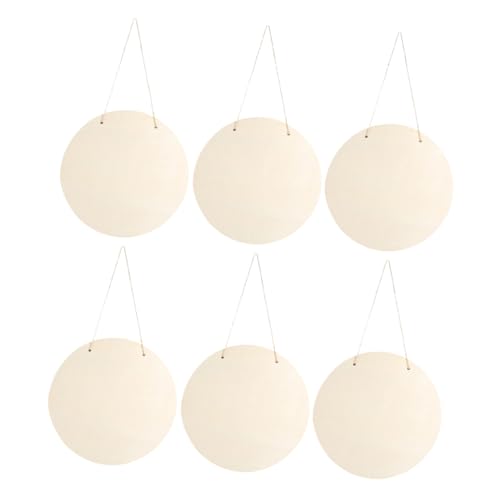 DOITOOL 6 Stück Runde Holzschild Unbeschichtete Holzscheiben für DIY Bemalung Dekorative Aufhängeschilder für Zuhause Büro und Veranstaltungen Vielseitige Verwendungsmöglichkeiten von DOITOOL