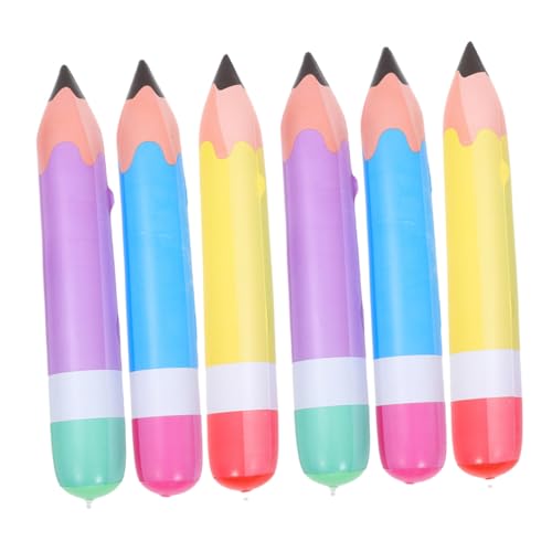 DOITOOL 6 Stück Teiliges Aufblasbare Bleistiftballons aus PVC Große Bunte Dekorationen für Schulanfang Geburtstag Abschlussfeier und Klassenzimmer Leicht Robust und Einfach Aufzublasen von DOITOOL