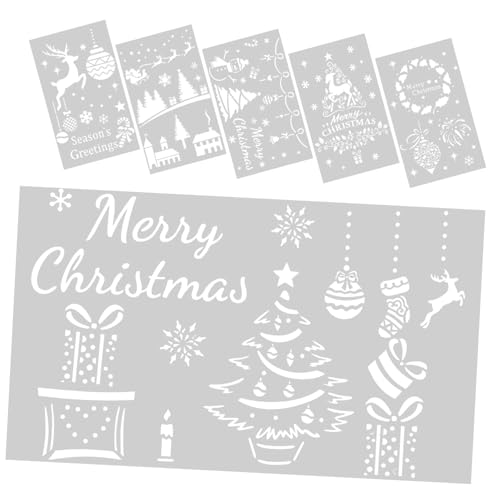 DOITOOL 6 Stück Teiliges Set Weihnachts Themen Malvorlagen Wiederverwendbare Schablonen für Kreative Bastelprojekte für Wand und Fensterdekorationen Diy Handwerk DOITOOL 6 Stück Teiliges Set Weihnachts Themen Malvorlagen Wiederverwendbare Schablonen für Kreative Bastelprojekte für Wand und Fensterdekorationen Diy Handwerk von DOITOOL