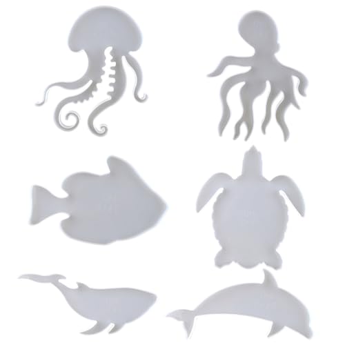 DOITOOL 6 Stück Teiliges Silikon Untersetzer Gießform Meeresmotiv Epoxidharz Bastelset für Diy Kunst und Handwerk für Kreative Projekte und Einzigartige Deko Elemente von DOITOOL