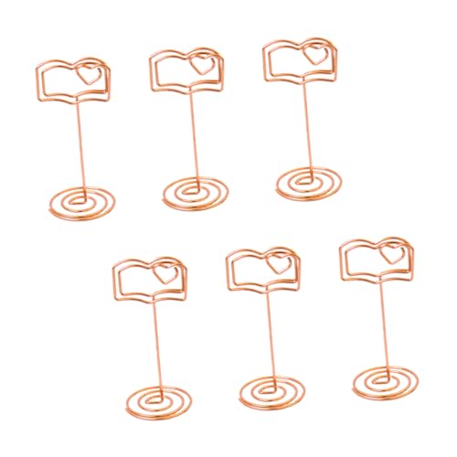 DOITOOL 6 Stück Teiliges Tischkartenhalter Herzform aus Metall Dekorative Memo und Fotoclips für Hochzeit Party und Desktop Festliche Notizen Namens und Menükartenhalter Vielseitig für von DOITOOL