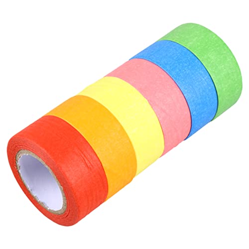 DOITOOL 6 Stück Washi Tape Farben Rot Orange Gelb Grün Blau Klebeband für DIY Scrapbooking Dekoration und Bastelprojekte Leicht Abziehbar und Wiederverwendbar von DOITOOL