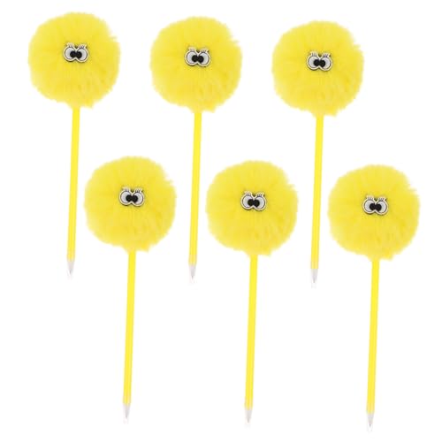 DOITOOL 6 Stück schwarzer Kugelschreiber Farbwechselstifte KinderstiftEinhornstift flauschige Stifte süßer Schreibstift Cartoon-Kugelschreiber geformte Stifte Bunte Stifte Plastik Gelb von DOITOOL