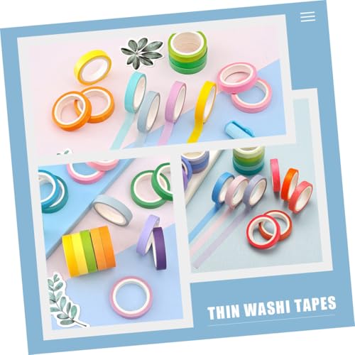 DOITOOL 60 Rollen Teiliges Washi Tape Dünnes Farbiges Dekoratives Klebeband Vielseitig für DIY Basteln Scrapbooking Tagebuch Fotoalbum Handliche Farbtapes für Kreative Gestaltung von DOITOOL