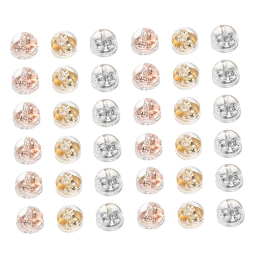 DOITOOL 60 Stück Silikon Ohrstecker Stopper Anti-rutsch Ohrschmuck Halterungen für Schwere Ohrringe Komfortable Runde Ohrstecker Rückseiten Loch Ersatz Verschlüsse in Gold Roségold von DOITOOL