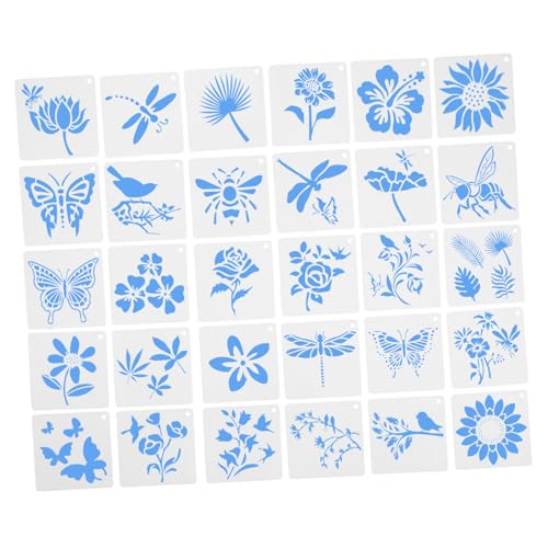 DOITOOL 60 Stück Teiliges DIY Malvorlagen Kunststoff Wiederverwendbare Schablonen mit Blumen Schmetterlingsmotiven Flexible Bastelschablonen für Wandbemalung Kartengestaltung und Kreative von DOITOOL