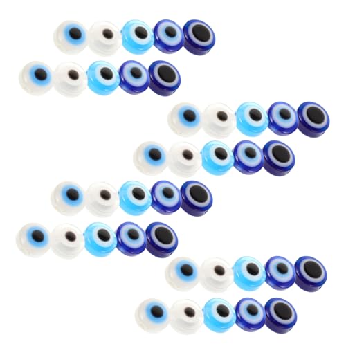 DOITOOL 60 Stück Teiliges Flache Runde Evil Eye Glasperlen Handgefertigte Türkische Auge Perlen für DIY Schmuckherstellung Armband und Halskettenzubehör Langlebig und Detailreich von DOITOOL