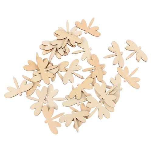 DOITOOL 60 Stück Teiliges Holz Libellen Anhänger Glatte Kanten DIY Bastelholzscheiben für Sichere Holzstücke zum Bemalen und Dekorieren für Party Deko und Originelles Gestalten von DOITOOL