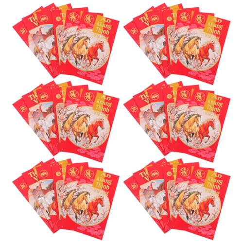 DOITOOL 60 Stück Vietnamesische Neujahrs Rotumschläge Jahr Des Pferdes Großformat Papier Hong Bao Umschläge für Geldgeschenke Traditionelle Bao Li Xi mit Vietnamesischen und Chinesischen von DOITOOL