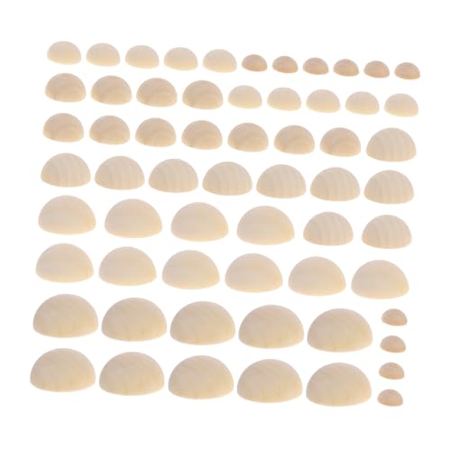 DOITOOL 60 Stück Zubehör für Holzperlen halbe Holzperlen Mini-Halbkugelperlen halbe Bastelperlen natürliche halbe Holzkugeln halbe Bastelbälle Holzkugeln zum Basteln DIY-Perlen Beige von DOITOOL