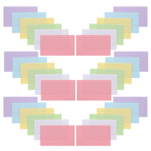 DOITOOL 600 Stück Bunte und Liniierte Notizkarten für Meetingnotizen und Aufgabenmanagement für Schüler und Berufstätige von DOITOOL