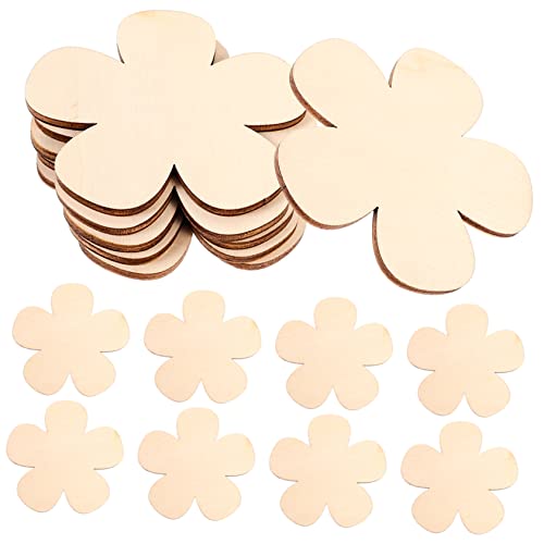 DOITOOL 60Stücke Hölzerne Blumenformen Unvollendete Holzverzierungen für DIY Handwerk Glatte Oberfläche für Dekoration und Bastelprojekte für Valentinstag und Kreative von DOITOOL