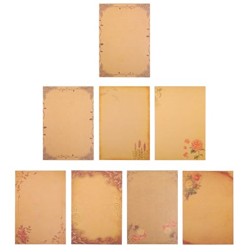 DOITOOL 64 Stück Vintage-Briefpapier aus Kraftpapier Briefpapier schreiben Schreibwaren dekorativ Pergamentpapier Muster Vintage Note Paper Vintage -Papier Vintage Briefpapier Retro-Brief von DOITOOL