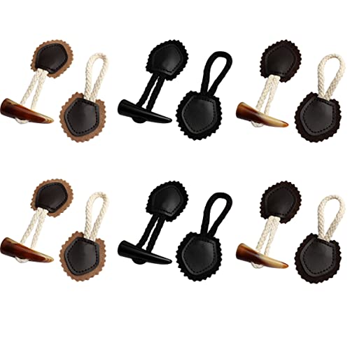 DOITOOL 6Paare Hornknopf Vintage Knöpfe Harz und PU für Mäntel für Kleidung und Nähprojekte Langlebig und Einfach zu Verwenden von DOITOOL