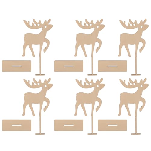 DOITOOL 6Stücke Holz Elch Anhänger Weihnachtsdekorationen Langlebige Hängeornamente für Weihnachtsbaum Tür und Wanddekoration Wiederverwendbare Deko für Feste und Partys von DOITOOL